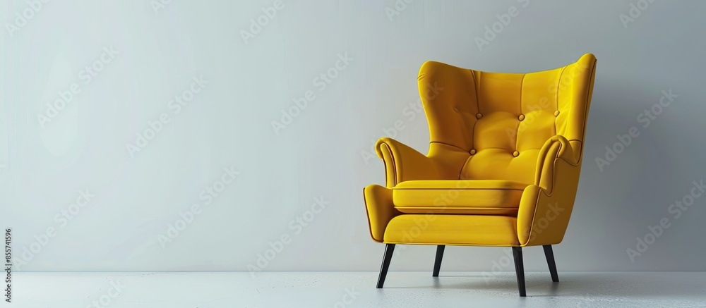 Poster yellow armchair. modern designer chair on white background. texture chair. with copy space image. pl