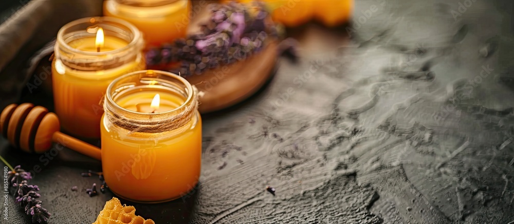 Aufkleber diy - do it yourself concept. process of making honey aroma beeswax candles. with copy space image. 