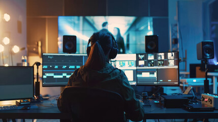 Detailed Close-Up of Video Editing Timeline on Monitor