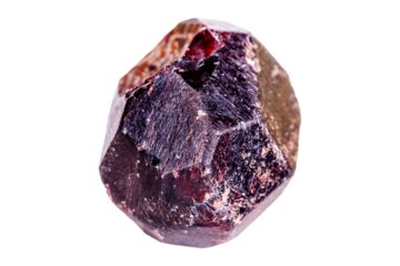 garnet mineral stone on a white background close up