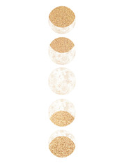 Vector illustration set of moon phases. Different stages of moonlight activity in vintage engraving style. Zodiac Signs	
