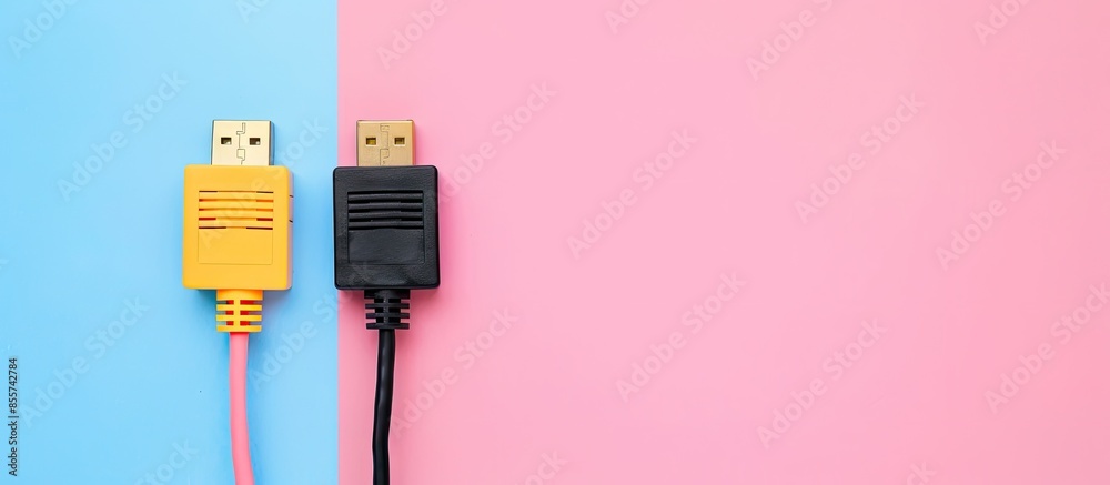 Poster tv cable on pastel background technology isolated. with copy space image. place for adding text or d