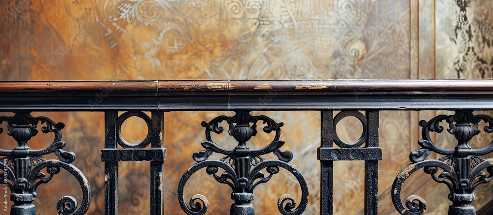 Poster passage against the background of a brown railing. with copy space image. Place for adding text or design