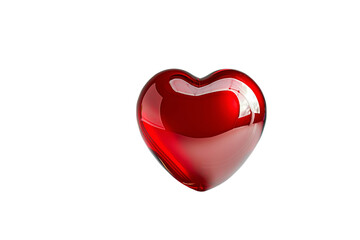 Fototapeta premium A glossy red heart with a reflective surface, isolated on a transparent background, perfect for romantic and Valentine's Day-themed designs.