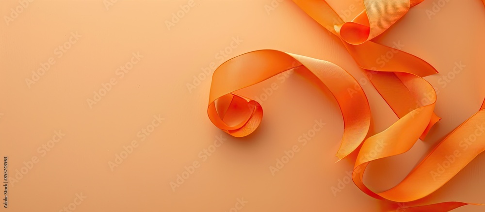 Poster Orange ribbon on a pastel background close up  Abstract. with copy space image. Place for adding text or design