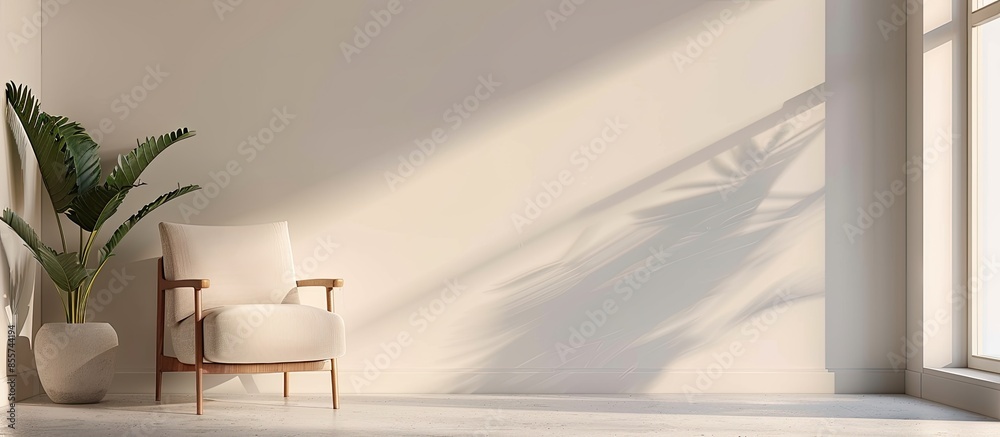 Poster modern chair in living room and soft light. with copy space image. Place for adding text or design