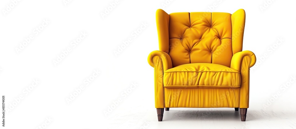 Poster yellow armchair. modern designer chair on white background. texture chair. with copy space image. pl