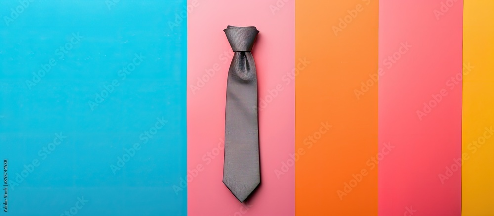 Aufkleber gray gift tie on colorful background pastel background. with copy space image. place for adding text
