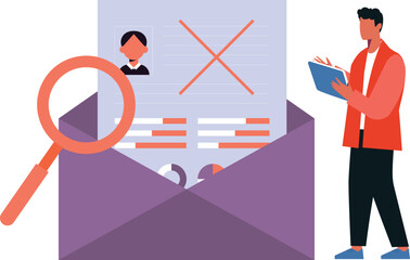 A boy is canceling a candidate's document.