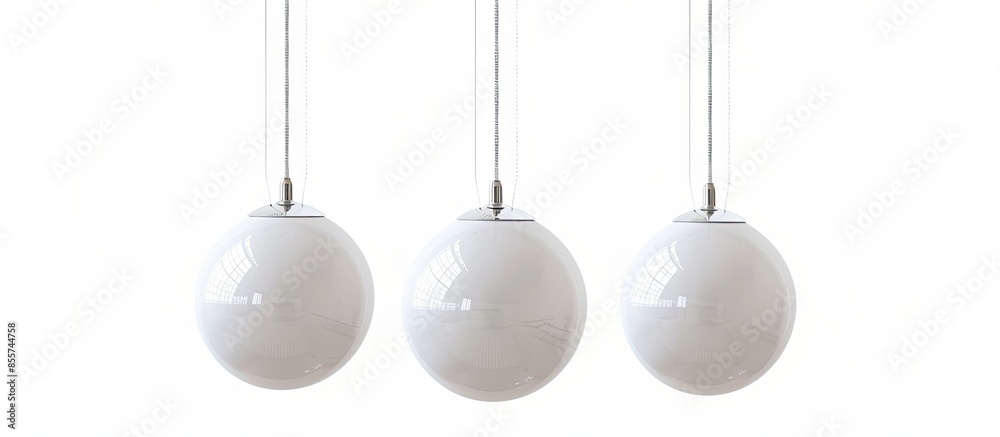 Aufkleber modern white three sphere globe shade pendant light isolated on white background. with copy space image. Place for adding text or design