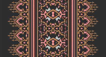 Seamless geometric ethnic asian oriental and tradition pattern design for texture and background. Silk and fabric pattern decoration for carpet, clothing, wrapping and wallpaper