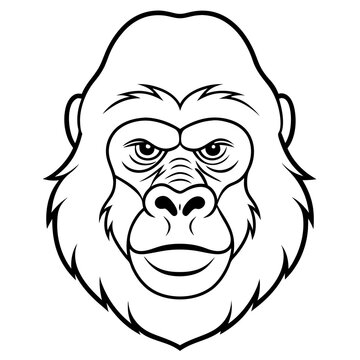 recommend clip art: Gorilla head vector line art and linocut illustration
