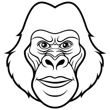 recommend clip art: Gorilla head vector line art and linocut illustration