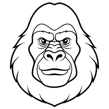 recommend clip art: Gorilla head vector line art and linocut illustration