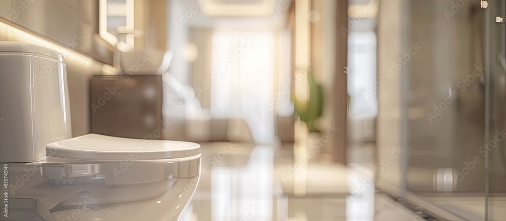 Poster Abstract blur and defocused bathroom and toilet interior for background. with copy space image. Place for adding text or design