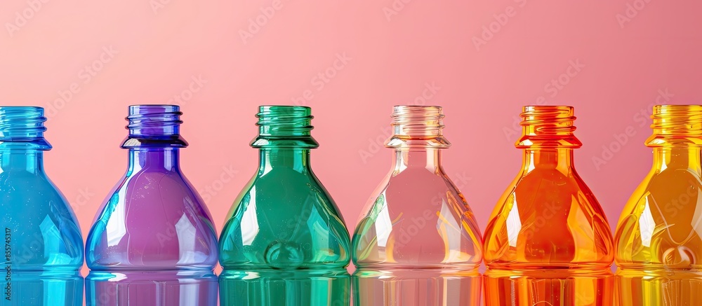 Aufkleber multicolored pet preforms for plastic bottles. Copy space image. Place for adding text or design