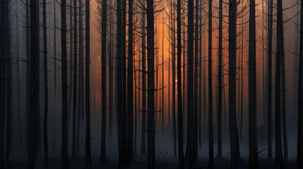 Silhouette of a dead tree against a fiery sunset.