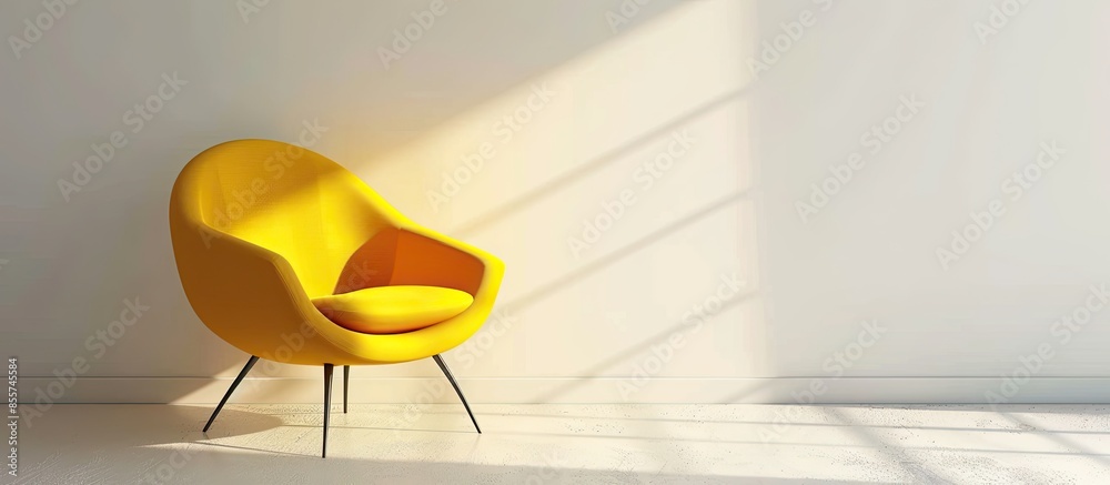 Poster yellow armchair. modern designer chair on white background. texture chair. with copy space image. pl