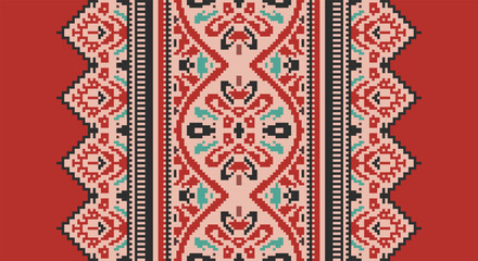 Seamless geometric ethnic asian oriental and tradition pattern design for texture and background. Silk and fabric pattern decoration for carpet, clothing, wrapping and wallpaper