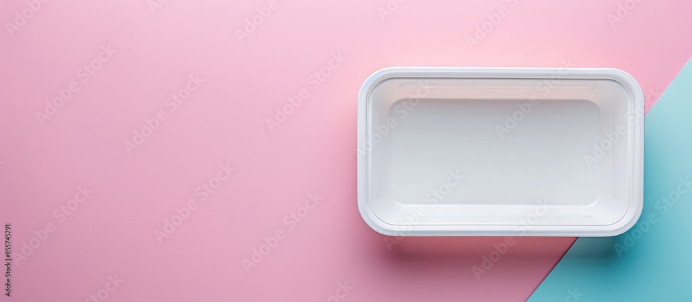 Aufkleber Empty white plastic food container.  pastel background. with copy space image. Place for adding text or design