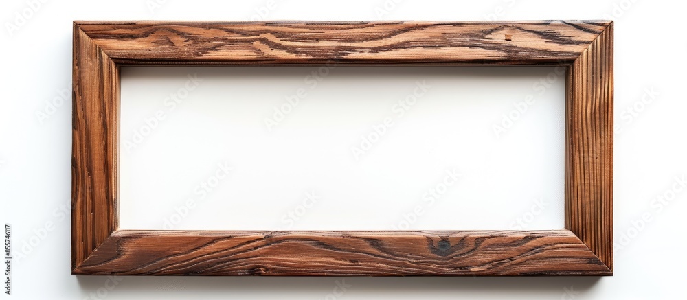 Poster Wooden frame isolated on white background. with copy space image. Place for adding text or design