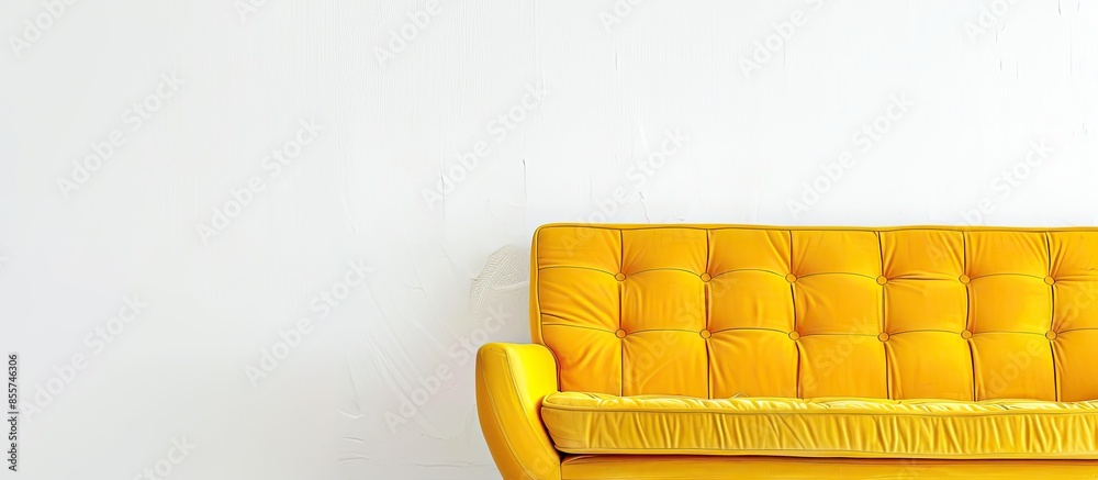 Poster yellow sofa isolated on white background. with copy space image. Place for adding text or design