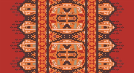 Seamless geometric ethnic asian oriental and tradition pattern design for texture and background. Silk and fabric pattern decoration for carpet, clothing, wrapping and wallpaper