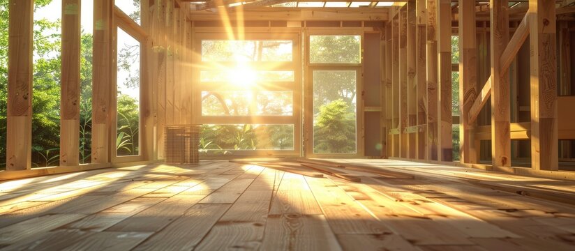 Your dream home. New residential construction house framing. with copy space image. Place for adding text or design