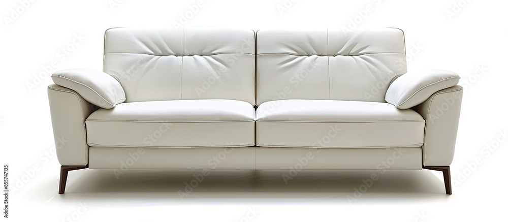 Poster back leather sofa isolated on white background , front view. with copy space image. Place for adding text or design