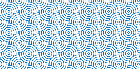 Overlapping Pattern Minimal diamond geometric waves spiral and abstract circle wave line. blue color seamless tile stripe geometric create retro square line backdrop pattern background.