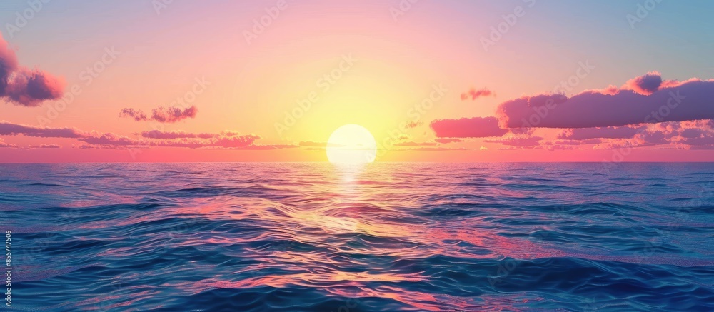 Poster sunset at sea. variety of colors and hues of the rising sun. sea landscape. copy space image. place 