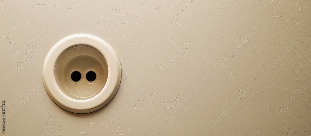 Poster A close-up view of a plug hole in a cream bathroom. with copy space image. Place for adding text or design