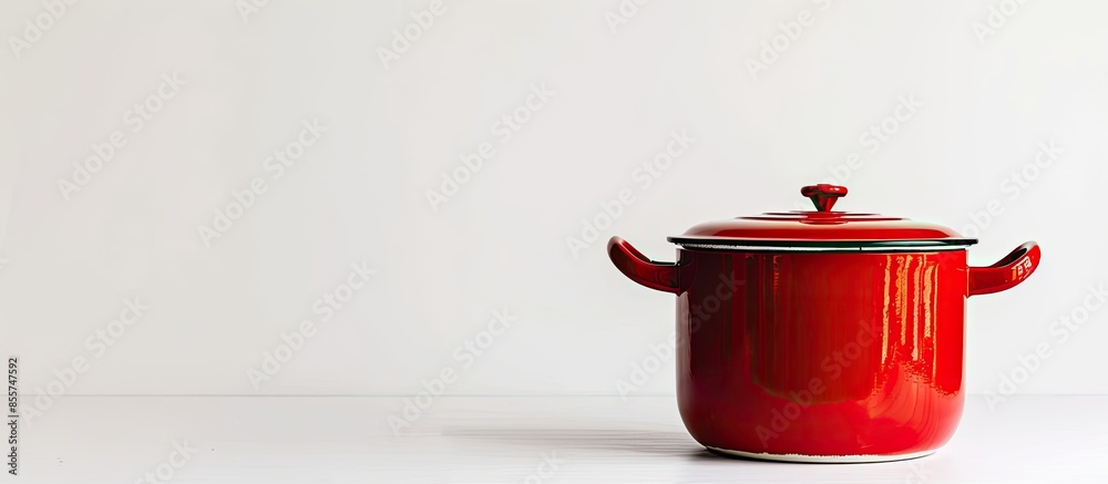 Aufkleber Red cooking pot isolated on white background. Copy space image. Place for adding text or design