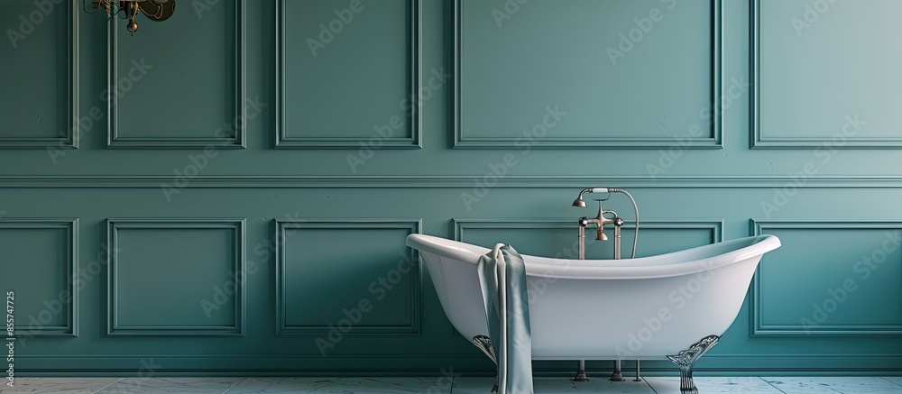 Poster dipper hanging on traditional bathroom wall. with copy space image. place for adding text or design