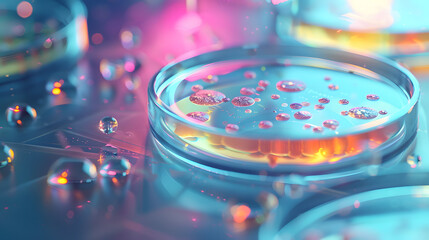 A glass plate with a few red and yellow objects on it