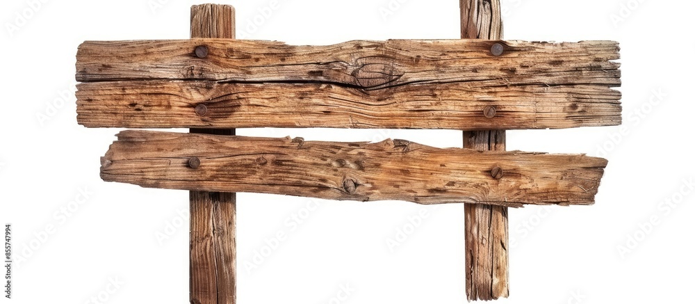 Leinwandbilder Wood sign plank, wooden sign two style isolated on white background with clipping path include for design usage purpose. with copy space image. Place for adding text or design