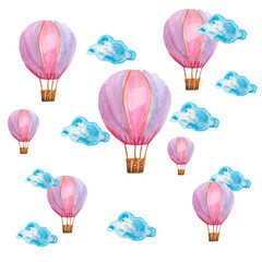 balloons in watercolor painting