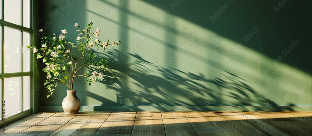 Aufkleber empty interior with green wall. with copy space image. place for adding text or design