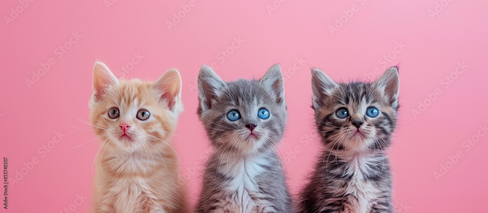 Poster British kittens pastel background Isolated  Nature  Light. with copy space image. Place for adding text or design