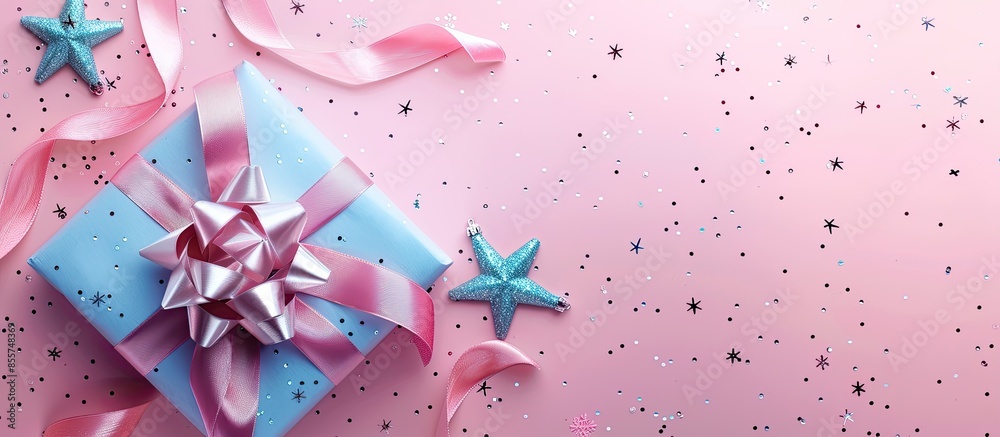 Poster christmas bow on pastel background  Christmas  Design. with copy space image. Place for adding text or design