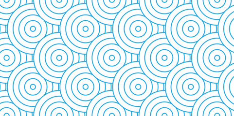 Fototapeta premium Overlapping Pattern Minimal diamond geometric waves spiral and abstract circle wave line. blue color seamless tile stripe geometric create retro square line backdrop pattern background.