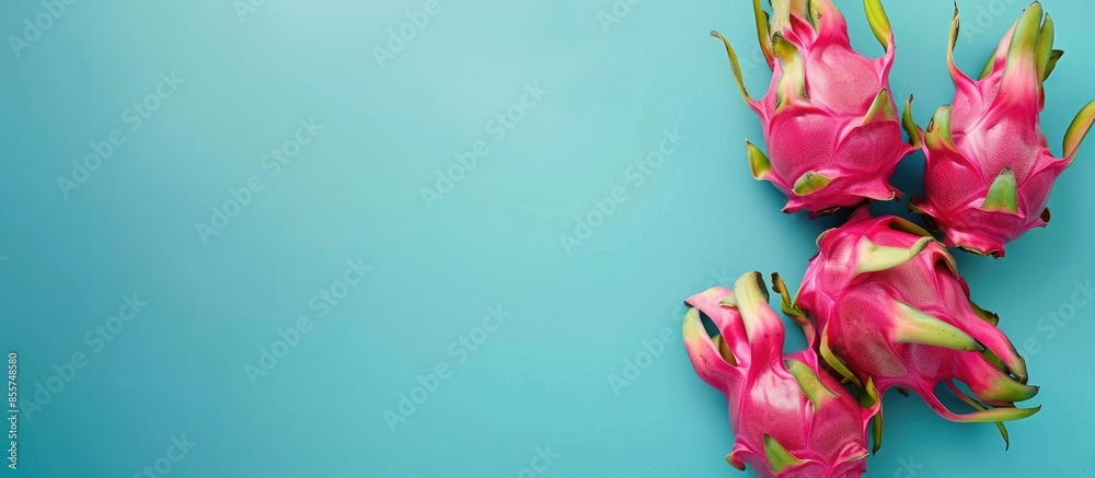 Aufkleber fresh dragon fruit on pastel background food isolated. with copy space image. place for adding text 