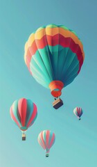 Obraz premium Colorful hot air balloons floating in a clear blue sky
