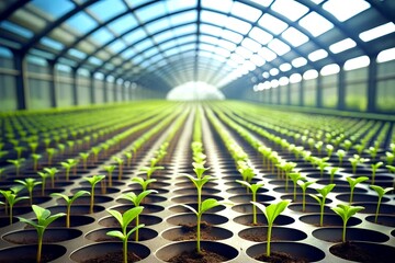 Fototapeta premium seedlings sprouting in a greenhouse