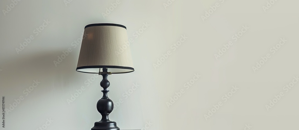 Poster black vintage table lamp for photo against white background. with copy space image. place for adding