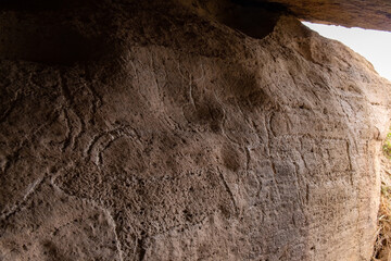 Ancient cave on the shore of the Caspian Sea.