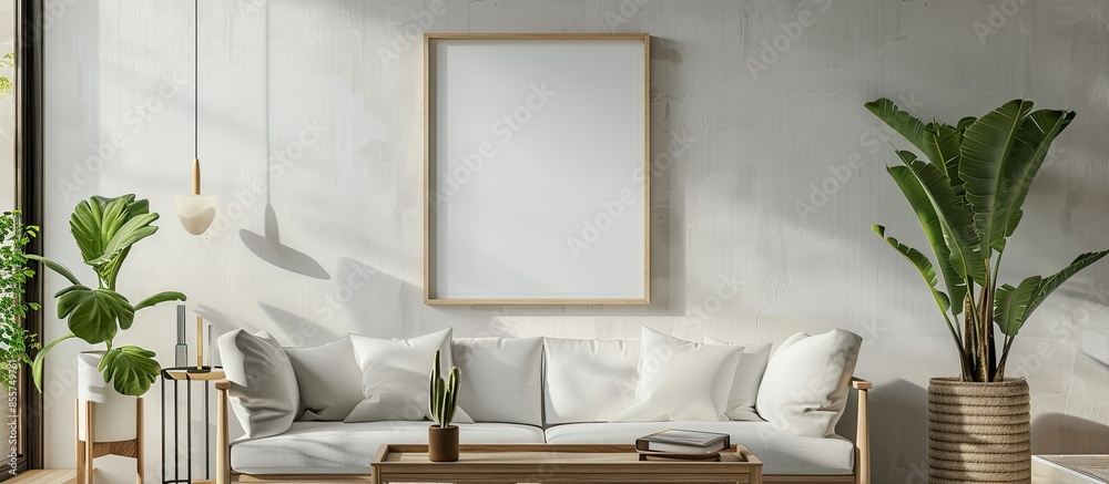 Poster Mock up frame in home interior, Simple Modern Minimalism style. with copy space image. Place for adding text or design
