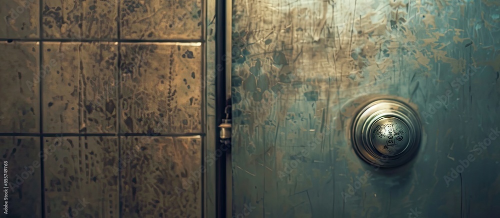 Fototapete metallic door knob in the toilet. with copy space image. place for adding text or design