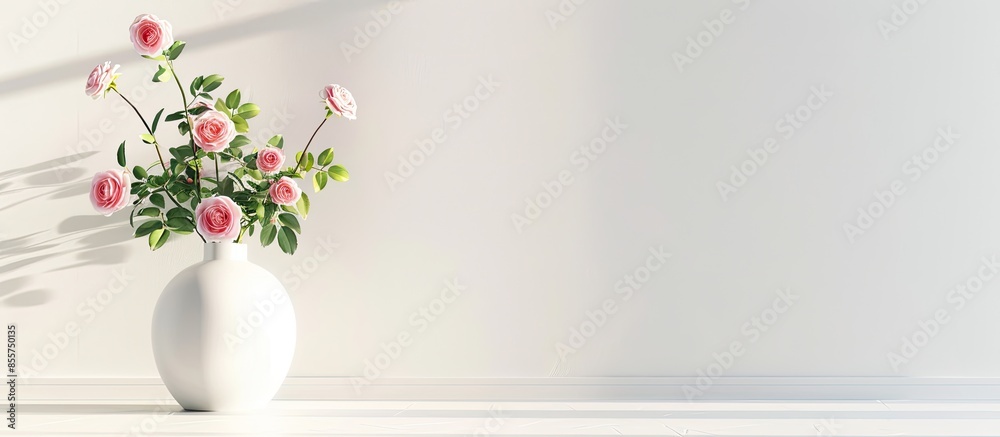Leinwandbilder a vase with roses in the room. with copy space image. place for adding text or design