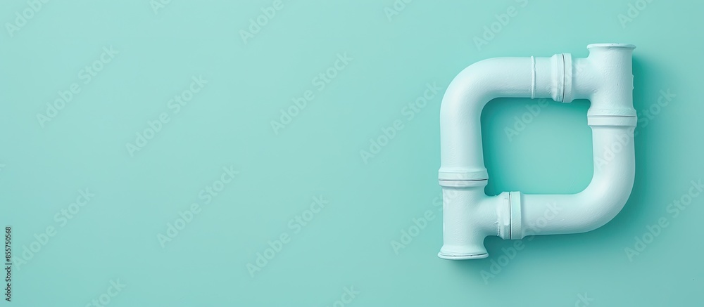 Poster Plumber tube for water isolated on a pastel background. with copy space image. Place for adding text or design